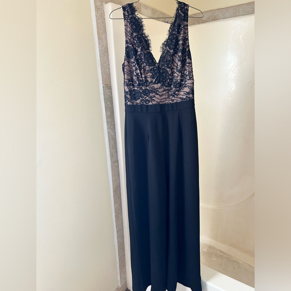 Francesca's Collections Black and nude Lace Jumpsuit
